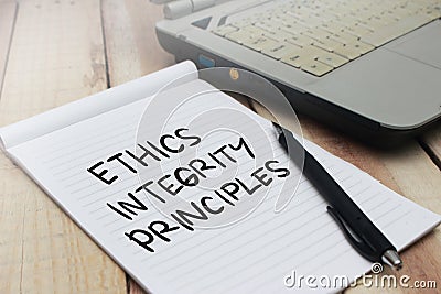 Ethics Integrity Principles, Business Words Quotes Concept Stock Photo