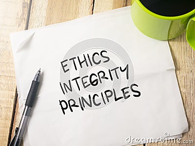 Ethics Integrity Principles, Business Words Quotes Concept Stock Photo