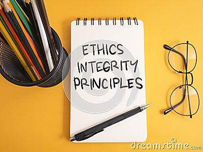 Ethics Integrity Principles, Business Words Quotes Concept Stock Photo