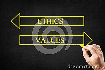 Ethics or Values Arrows Concept. Stock Photo