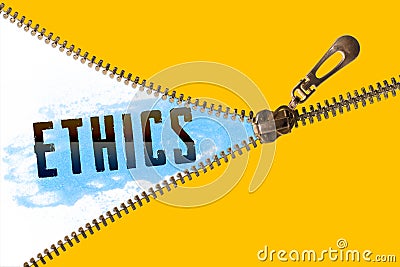 Ethics word under zipper Stock Photo