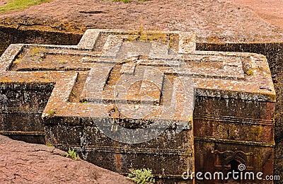 Ethiopia, Lalibela. Moniolitic rock cut church Stock Photo