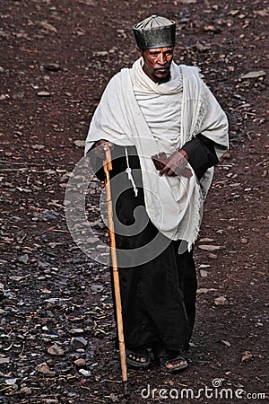 Ethiopia: Orthodox priest in Gonder Editorial Stock Photo