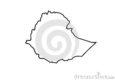 Ethiopia outline map country shape Vector Illustration