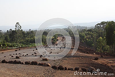Ethiopia road block Stock Photo