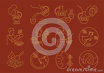 Ethiopian local coffee culture Vector Illustration