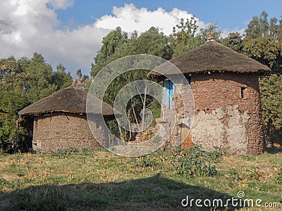 Ethiopian old traditional round house Stock Photo