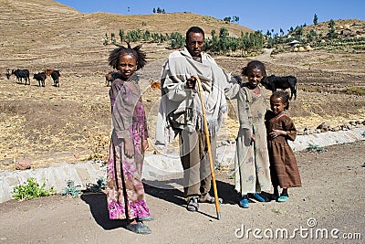 Ethiopian traditional family. Editorial Stock Photo