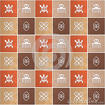 Ethnic african pattern with Adinkra simbols Stock Photo