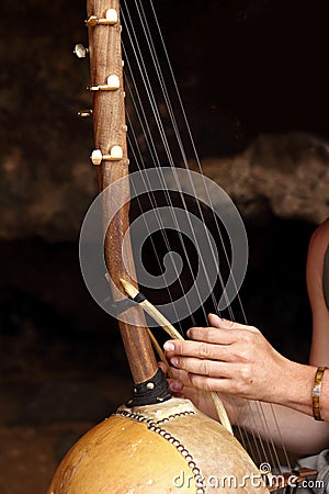 Ethnic african ten strings instrument Stock Photo