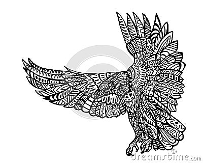 Ethnic Animal Doodle Detail Pattern - Eagle Zentangle Illustration Vector Illustration