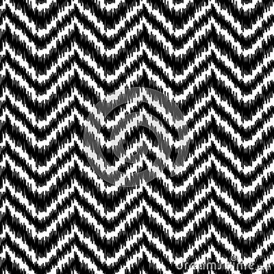 Ethnic black and white ikat abstract geometric chevron pattern, vector Vector Illustration