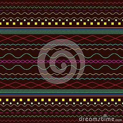 Ethnic, bright, background, Boho pattern, on a dark bro Vector Illustration