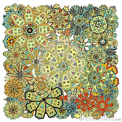 Ethnic colored floral zentangle Vector Illustration