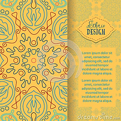Ethnic design. Vector background. Vintage Round Ornament Pattern Vector Illustration