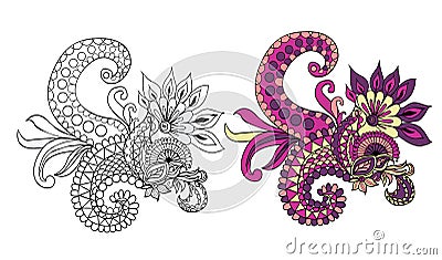 Ethnic floral doodle pattern. Vector Illustration