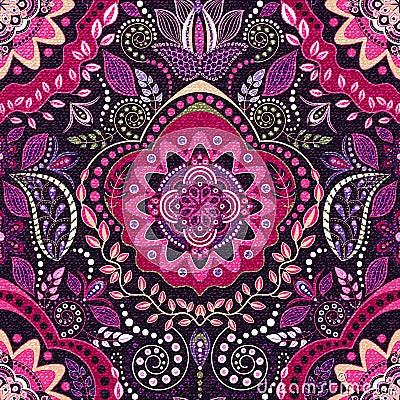 Ethnic floral seamless pattern Vector Illustration