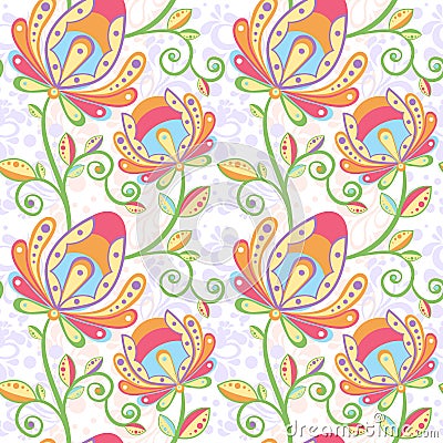 Ethnic floral seamless pattern Vector Illustration