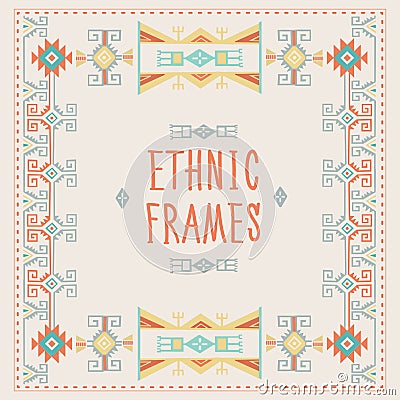 Ethnic Frames Vector. Tribal Vector. Navajo Stile Frame. Tribal Vintage Ethnic Ornament. Vector Illustration