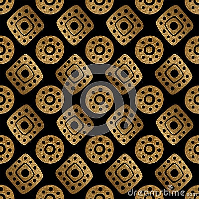 Ethnic gold hand painted seamless pattern. Abstract african golden background. Tribal aztec texture. Stock Photo