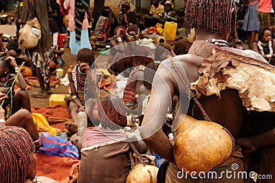 Ethnic Hamer woman in the traditional dress from Ethiopia Editorial Stock Photo