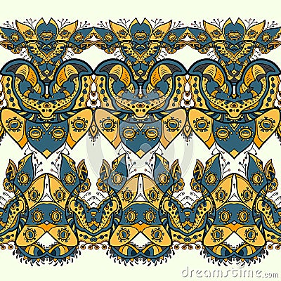 Ethnic horizontal seamless pattern. Indian Vector Illustration