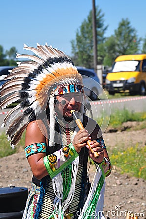 Ethnic Indian musician Siberia Editorial Stock Photo