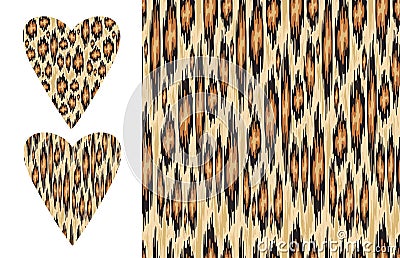 Ethnic leopard texture and Distressed ikat pattern and heart shape with wild print Stock Photo