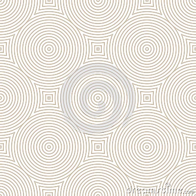 Ethnic Linear Beige Circles Seamless Pattern Vector Light Abstract Background Vector Illustration