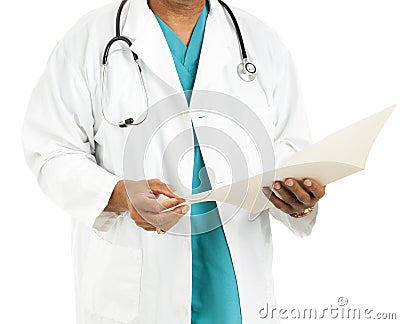 Ethnic Male Doctor with File Stock Photo