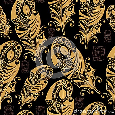 Ethnic Maya texture with a totem 15 Vector Illustration