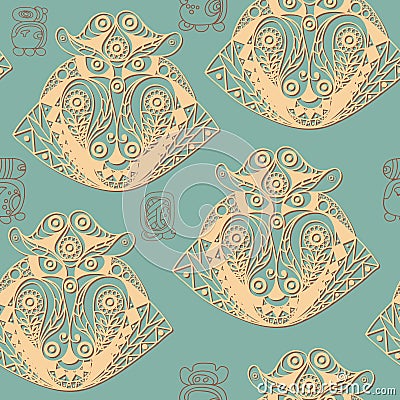 Ethnic Maya texture with a totem 1 Vector Illustration