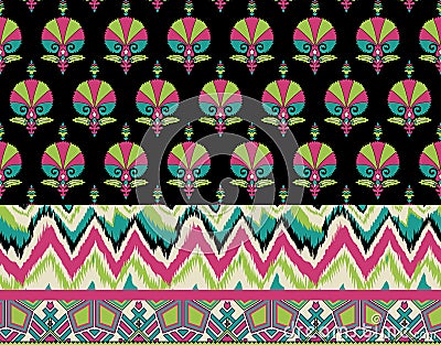 Ethnic Morocco. Vivid Mosaic. Multicolor Ethnic Aztec. Vivid Geometric Pattern. Vivid Floral Shawl Design. Floral Pattern. Vector Illustration