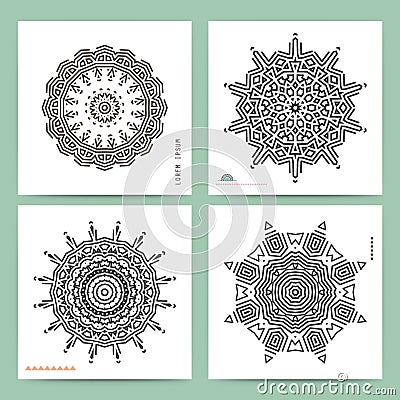 Ethnic mystical pattern with triangle and circles. Vector Illustration