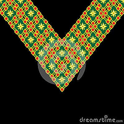 Ethnic Neck Embroidery for fashion and other uses in vector. Cartoon Illustration
