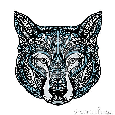 Ethnic ornamented dog or wolf. Vector illustration Vector Illustration