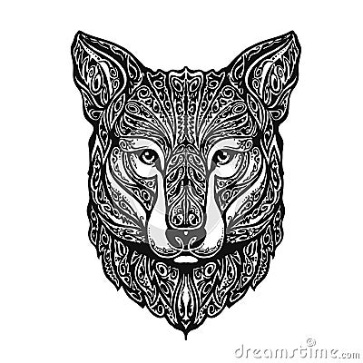 Ethnic ornamented fox or dog. Vector illustration Vector Illustration