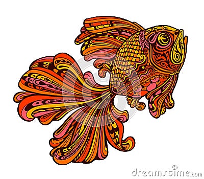 Ethnic ornamented golden fish. Vector illustration Vector Illustration