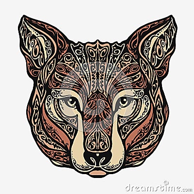 Ethnic ornamented jackal, coyote, wolf or dog. Vector illustration Vector Illustration