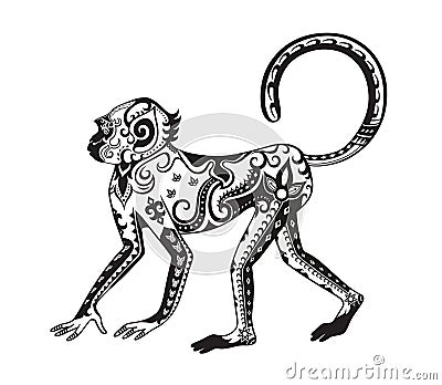 Ethnic ornamented monkey Stock Photo