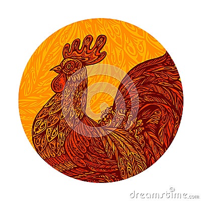 Ethnic ornamented rooster, cockerel, chicken or hen. Vector illustration Vector Illustration