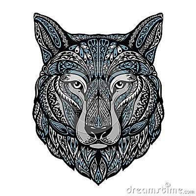 Ethnic ornamented wolf or dog. Vector illustration Vector Illustration