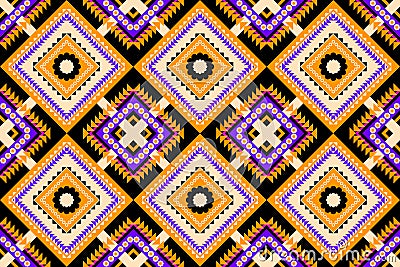 Ethnic pattern as swithing rectangle style with crossing stripe line. Geometric ethnic pattern seamless as traditional pattern. Stock Photo