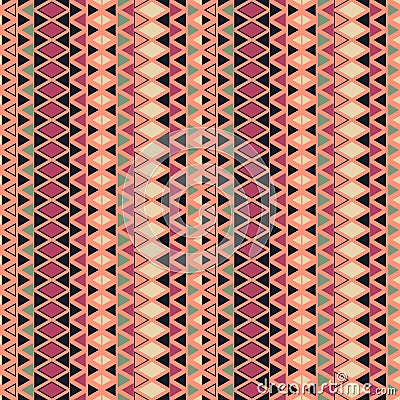 Ethnic pattern background with geometrical elements. Simple repeating geometric texture. Seamless colorful background Vector Illustration