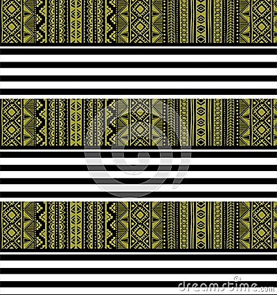 ethnic pattern black stripes and horizontal gray triangles Vector Illustration