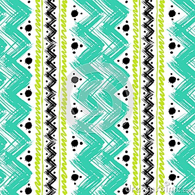 Ethnic pattern painted with zigzag brushstrokes Vector Illustration