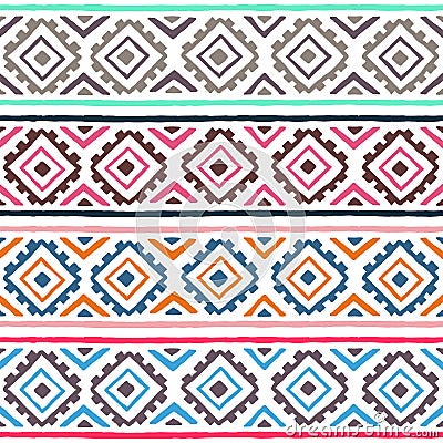 Ethnic seamless pattern. Geometric ornament. Tribal motifs. Summer striped print for your textiles. Vector Illustration