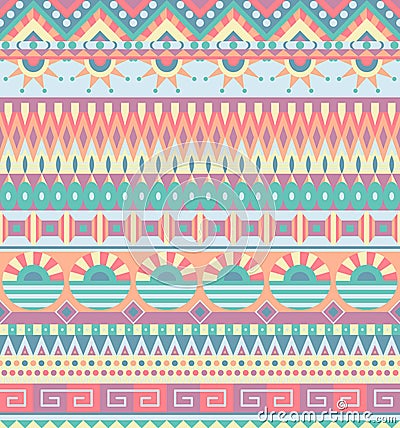 Ethnic seamless pattern. Geometric tribal ornament. Folk style. Colorful abstract background Vector Illustration