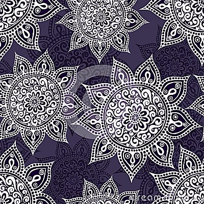 Ethnic seamless pattern with mandala and paisley. Vector Illustration