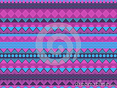 Ethnic seamless pattern, violet and blue color. Tribal textiles, hippie style. For wallpaper, bed linen, tiles, fabrics Vector Illustration